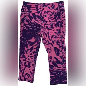 NIKE DRI-FIT Women’s Capri Leggings Yoga Workout Pants Tie Dye Pink Blue Sz M